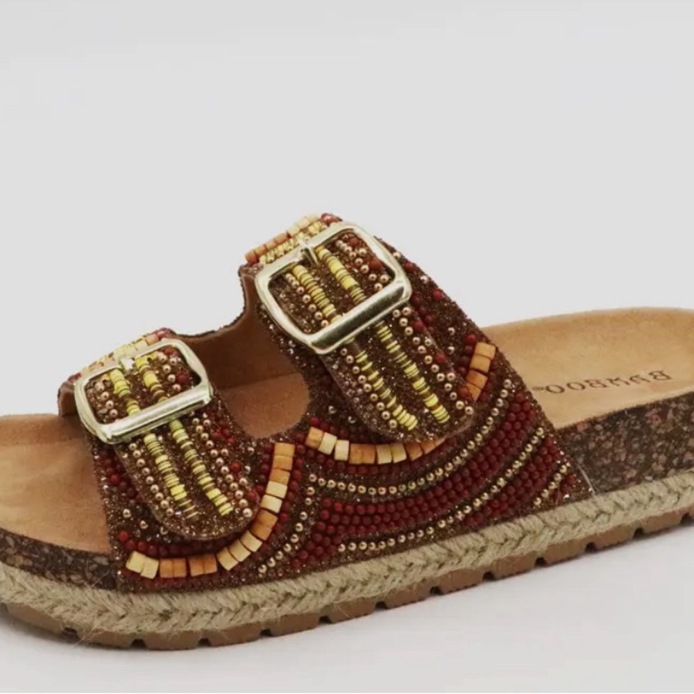 Bambaoo cork sole beads buckle strap sandals, multiple sizes